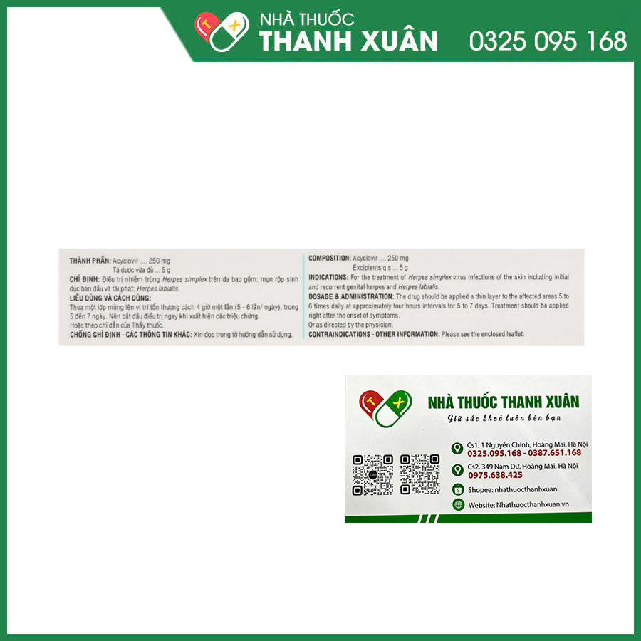 Medskin Clovir điều trị nhiễm trùng Herpes simplex trên da